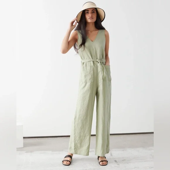 NWT & Other Stories Oversized Belted Linen Jumpsuit - Picture 2 of 5